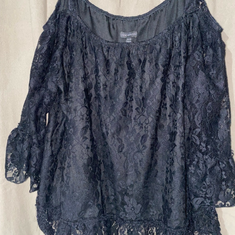 Lane Bryant Black Lace Cold Shoulder Blouse
